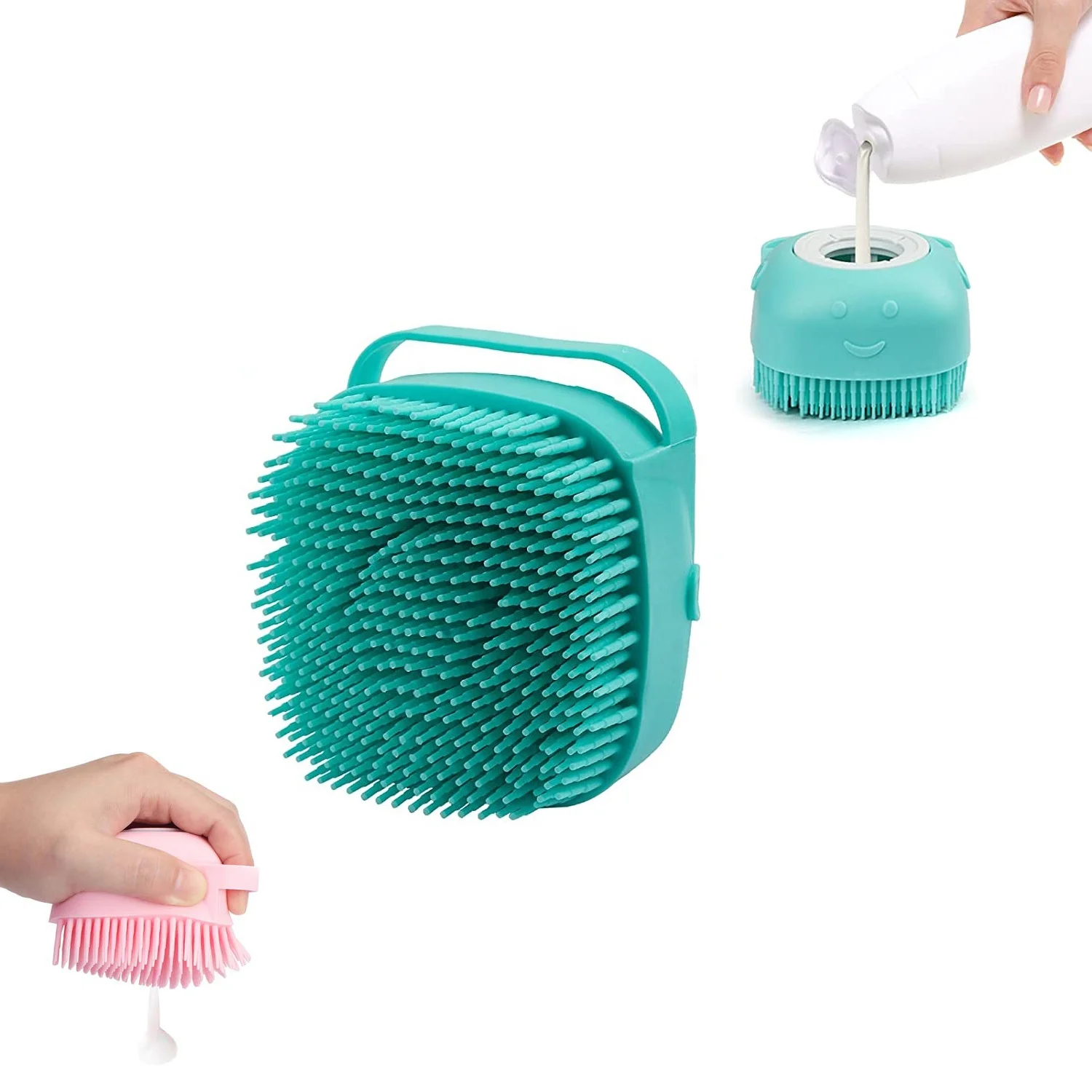 

Wholesale Soft Silicone Dog Bath Wash Brush Pet Massage Brush Comb Grooming Shampoo Soap Dispenser Pet Bathing Tool, Blue, yellow, pink