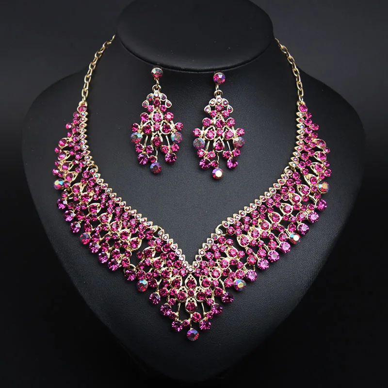 

High quality European bridal jewelry set full rhinestones wedding jewelry set XLNK160