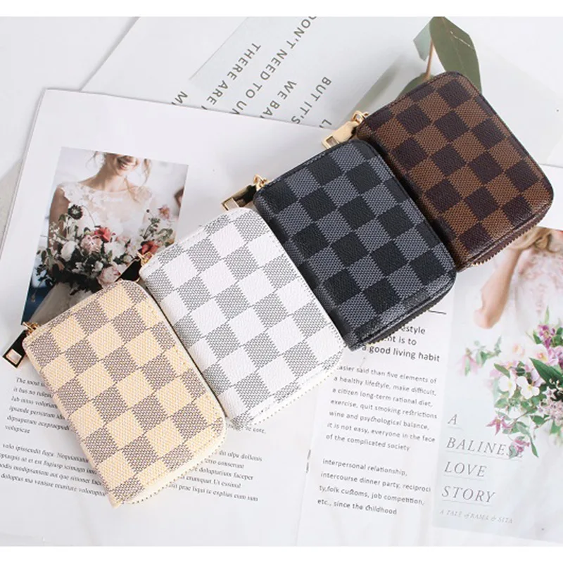 

For Women Checkered Card Holder Amazon Hot Sale Cute, Black/coffee/beige/white