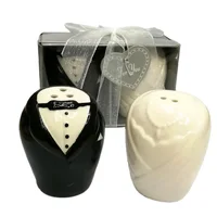 

Ywbeyond Gift for Newly Married Couple ceramic Spice jar cruet set bride and groom salt and pepper shakers favors