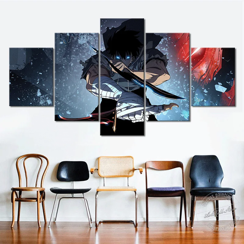 

Anime Poster HD Wallpaper Solo Leveling Oil Painting Home Decor Sung Jin Woo Cartoon Canvas Art Paint Wall Picture Wall Stickers, Multiple colours