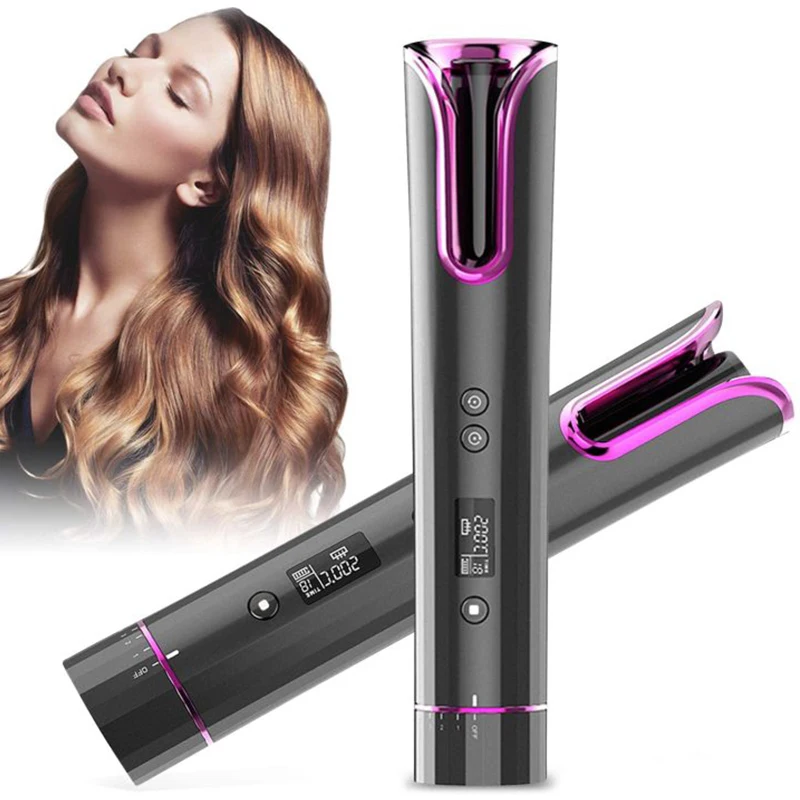 

Automatic Hair Curler USB Cordless Auto Ceramic Wireless Curling Iron Hair Waver Tongs Beach Waves Iron Curling Wand Air Curler, Customized