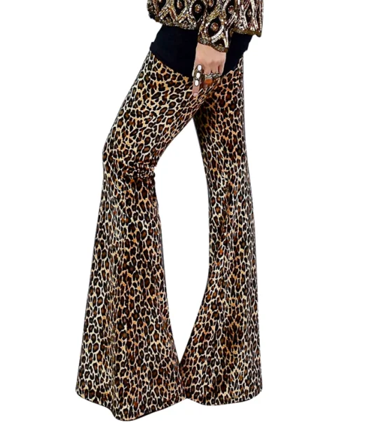 

Hot Sale Ladies Fashion Leopard Animal Print Bell Trouser Pants