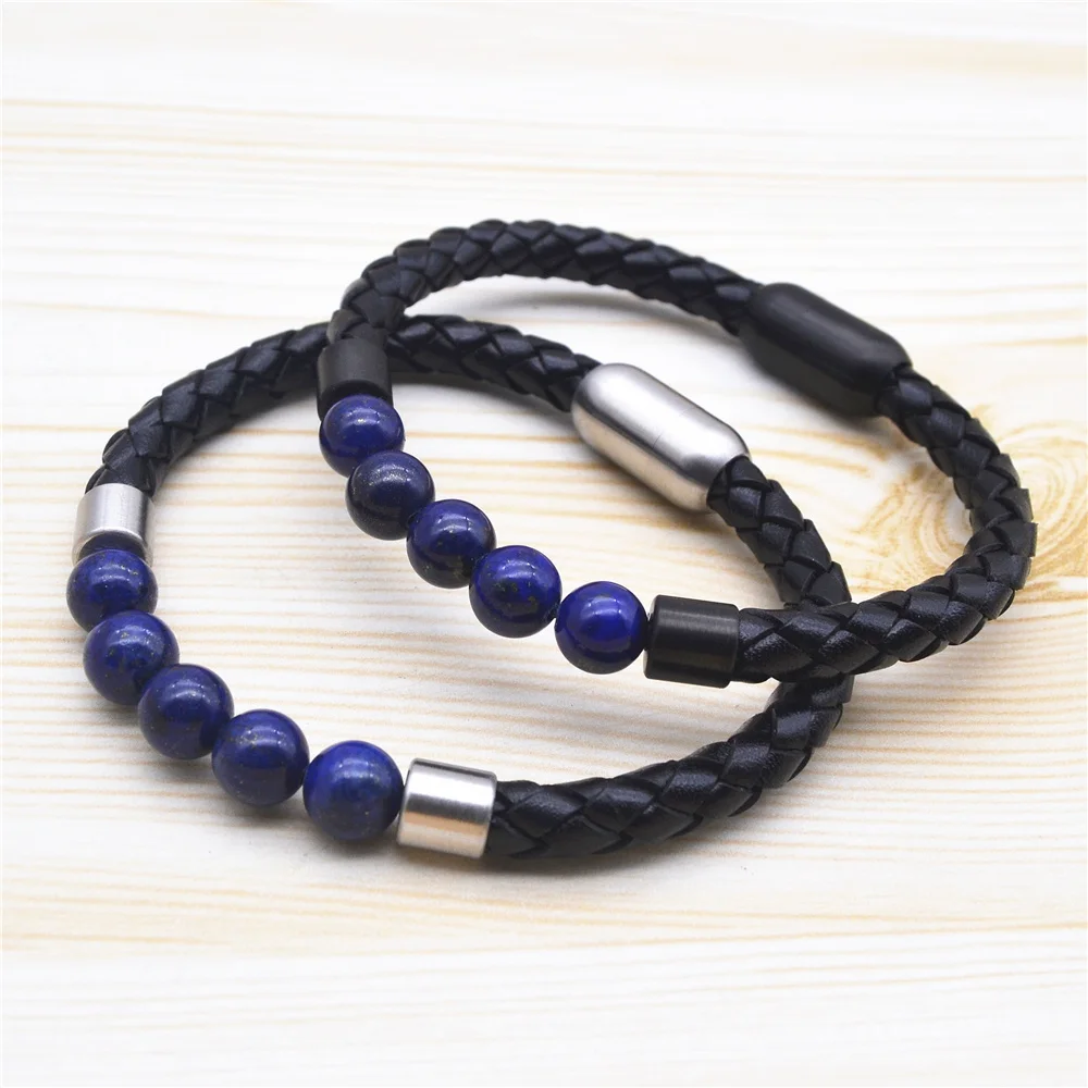 

Drop shipping wholesale Factory direct sales women men customized leather bracelet, Silver ,black color