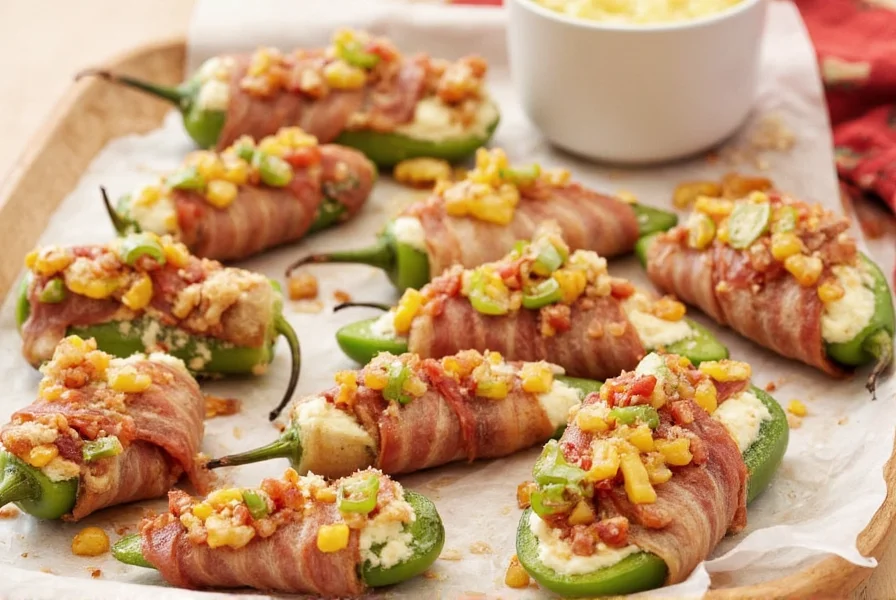 Variety of jalapeno popper variations including mild version, bacon-wrapped, and alternative fillings