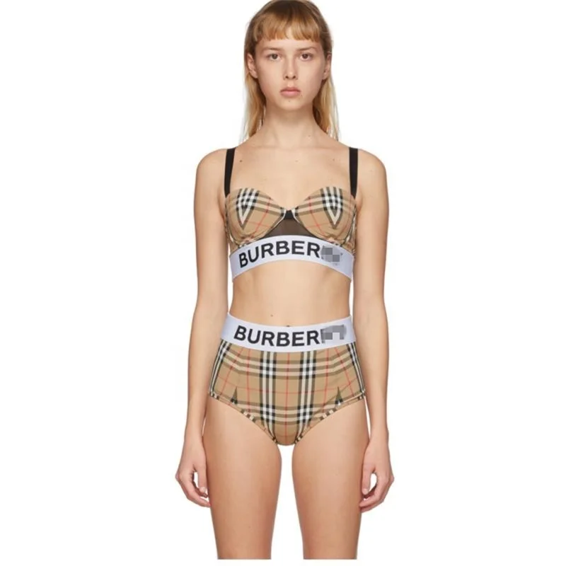 

Free sample 2021 designer swimsuits famous brands sexy burrberry swimsuit women designer bikini set