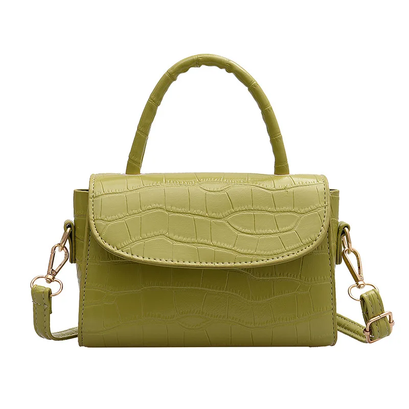 

New Fashion Pure Color High Quality Leather Alligator Pattern Women Shoulder Bag Handbag, Green/black/pink/white