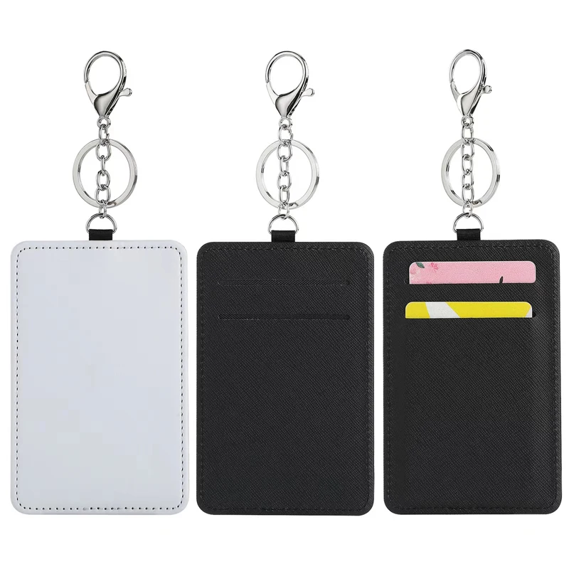 

Hot sale Fasion Leather Keychain Single-sided Sublimation blank leather card holder keychain DIY heat transfer printing