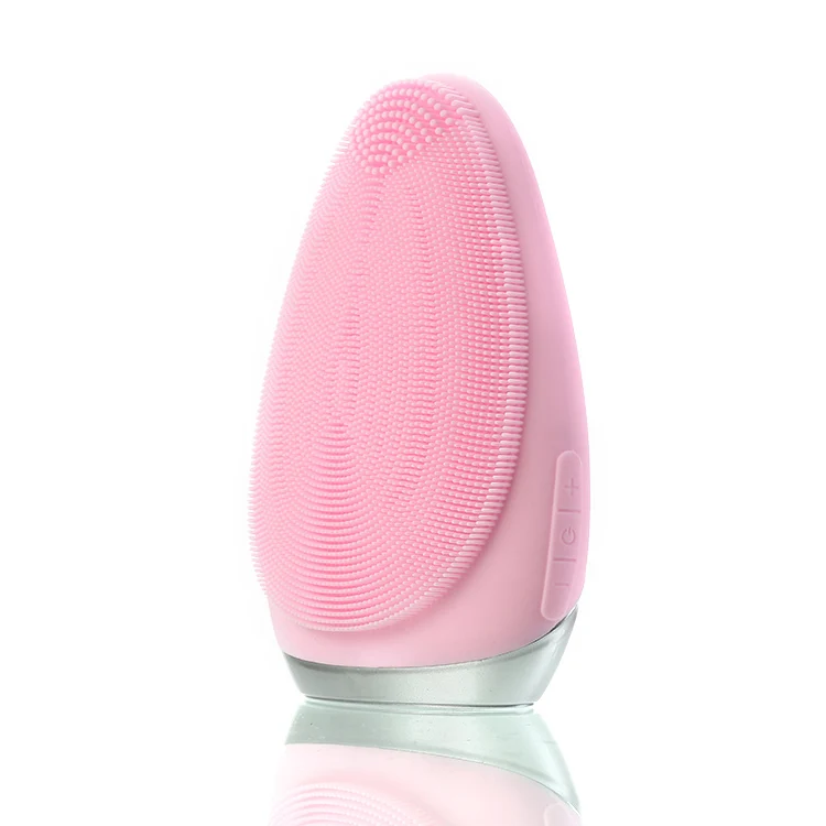 

Logo Branded Waterproof Vibrating Facial Cleansing Brush Mini Face Massager Cleanser Silicone Electric Ultrasonic Facial Brush