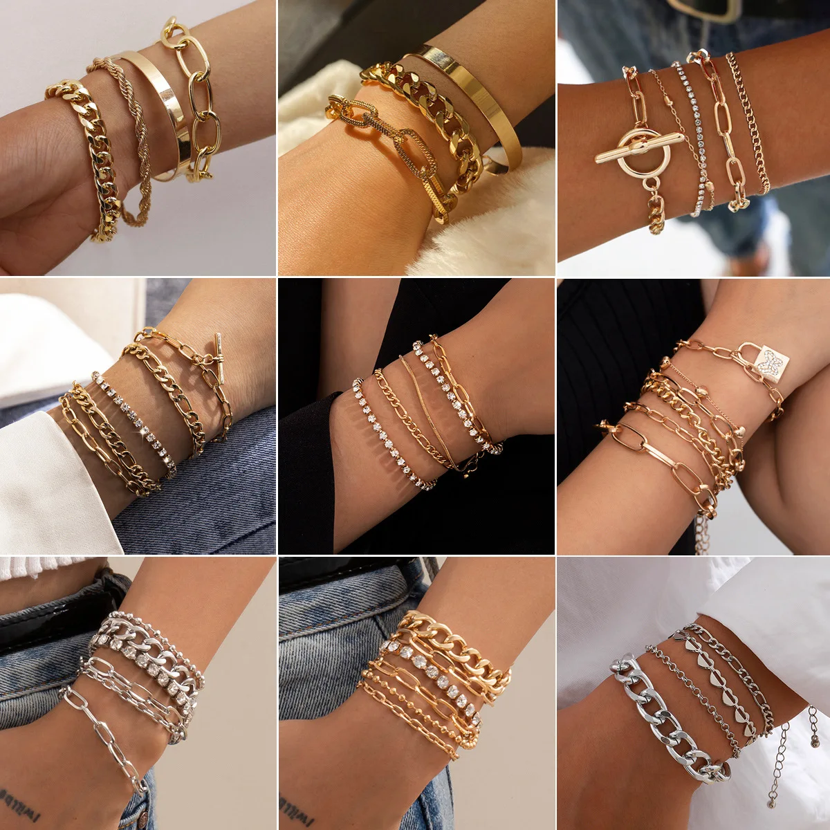 

Jachon Hot sale in 2022 wholesale simple thread exaggeration bracelet personalized, Gold and sliver