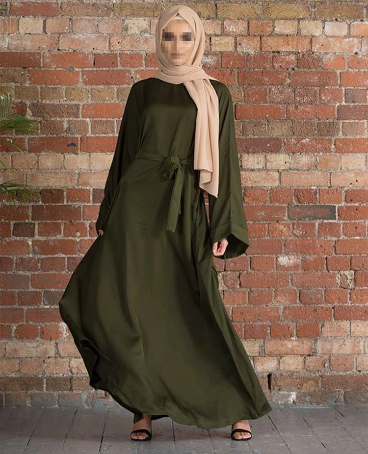 

Lady Prayer Evening Arabic Style Dubai Pure Color Baju Abaya Muslim Dresses