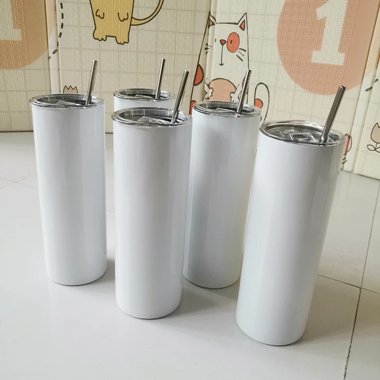 

DIY Double walled 20oz 15oz White Heat Pressing straight Skinny tumbler stainless steel blanks sublimation cup For Drinking