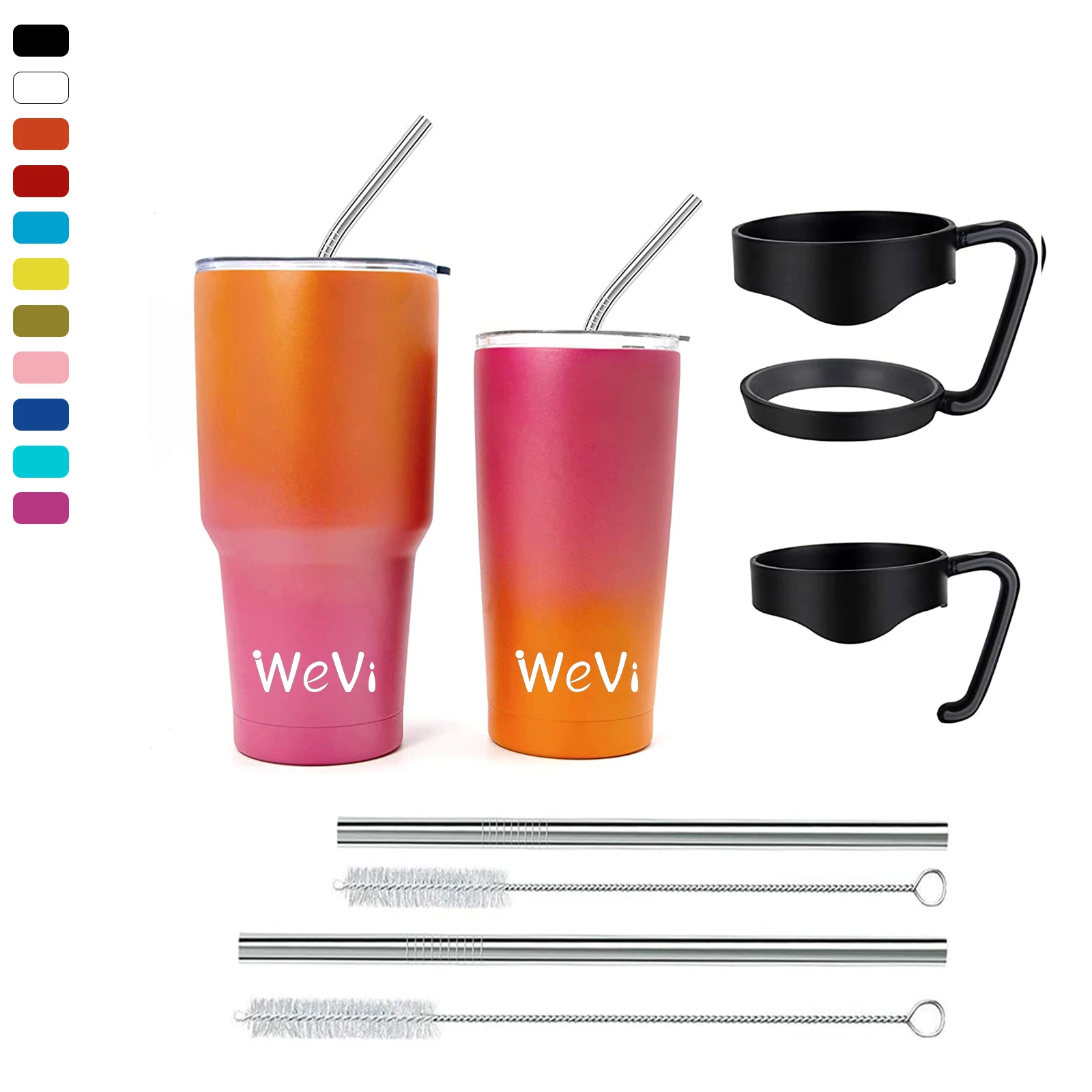

WeVi wholesale 20oz 30oz 40oz double walled vacuum insulated stainless steel tumbler cups with lid and straw, Customized color