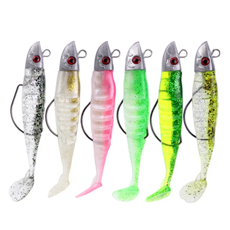 

Hot Selling Multicolor Artificial Lure Pencil SinkingSoft Lead Head Bait Set With Hook  26g For Pike Fishing Tackle Lures, 6 colors