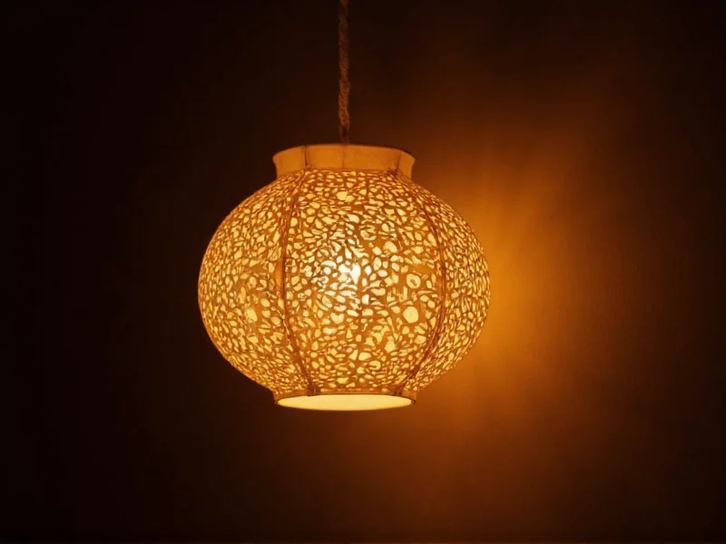 Handcrafted paper lantern with intricate floral cutout pattern