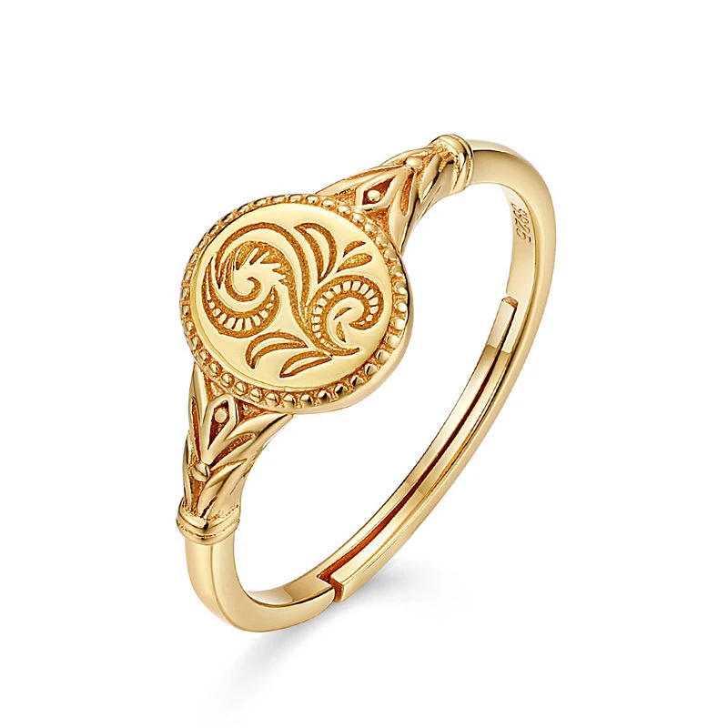 

Wholesale Women Gold Plating Silver 925 Leaf Glow Adjustable Ring, Gold/color oem