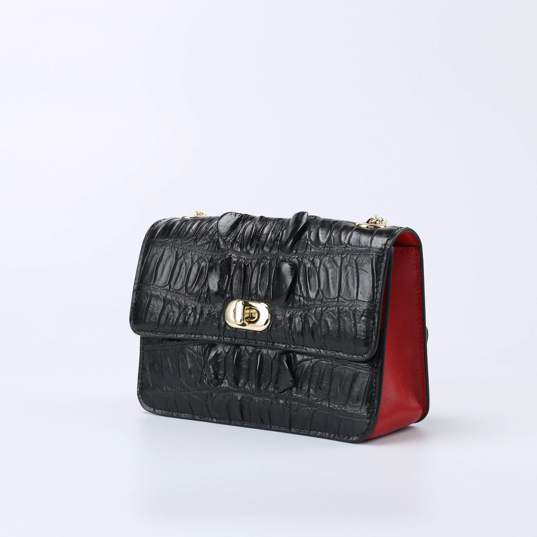 

Designer crossbody women handbag wine red crocodile handbags women chain handbag