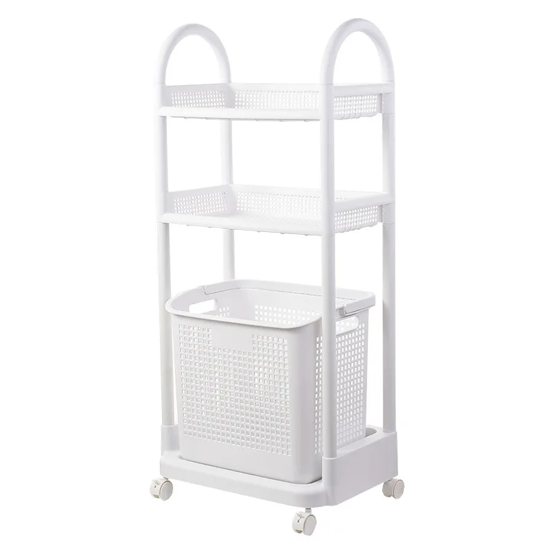 

Simple removable clothing storage rack Clothes organizer plastic floor storage shelves, White