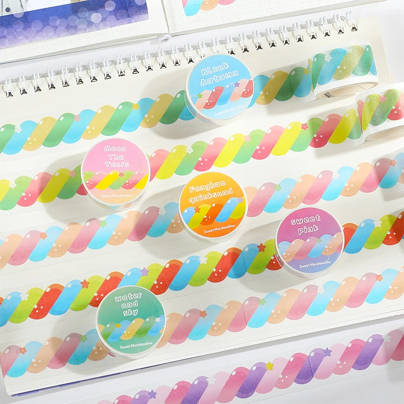 

6 designs 1 pcs / set washi tape cartoon kawaii cute marshmallow stickers decoration tape for DIY Kraft scrapbook JIUMO