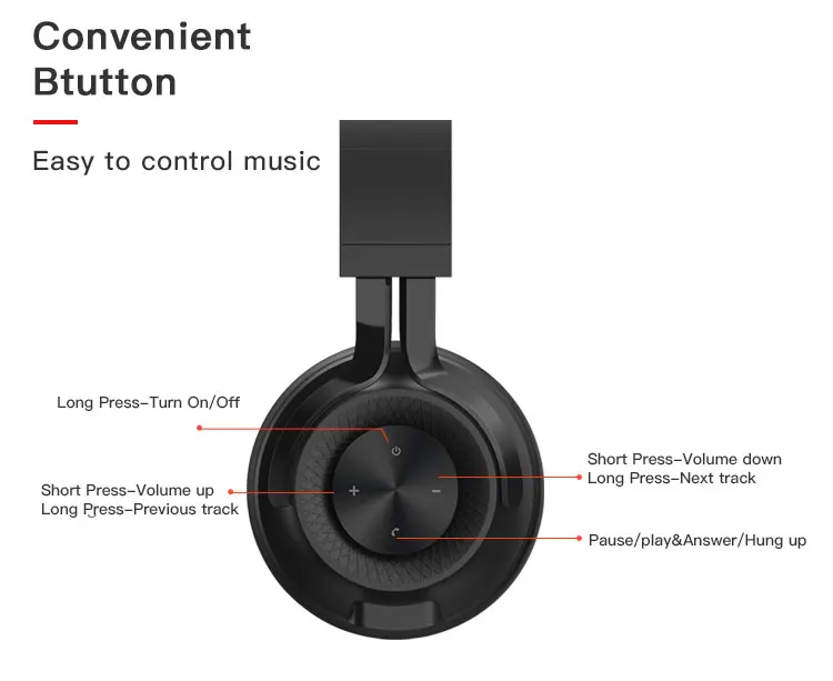 Comfortable over ear wireless foldable music headphones with noise cancelling - ANKUX.COM