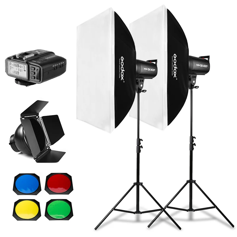 

800Ws Godox SK400 II 2x 400Ws Photo Studio Flash Lighting,Softbox,280cm Light Stand,Barn Door, built-in Receivers, Other