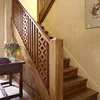 Fabricate industrial stair antique brass handrail and railing with solid wood