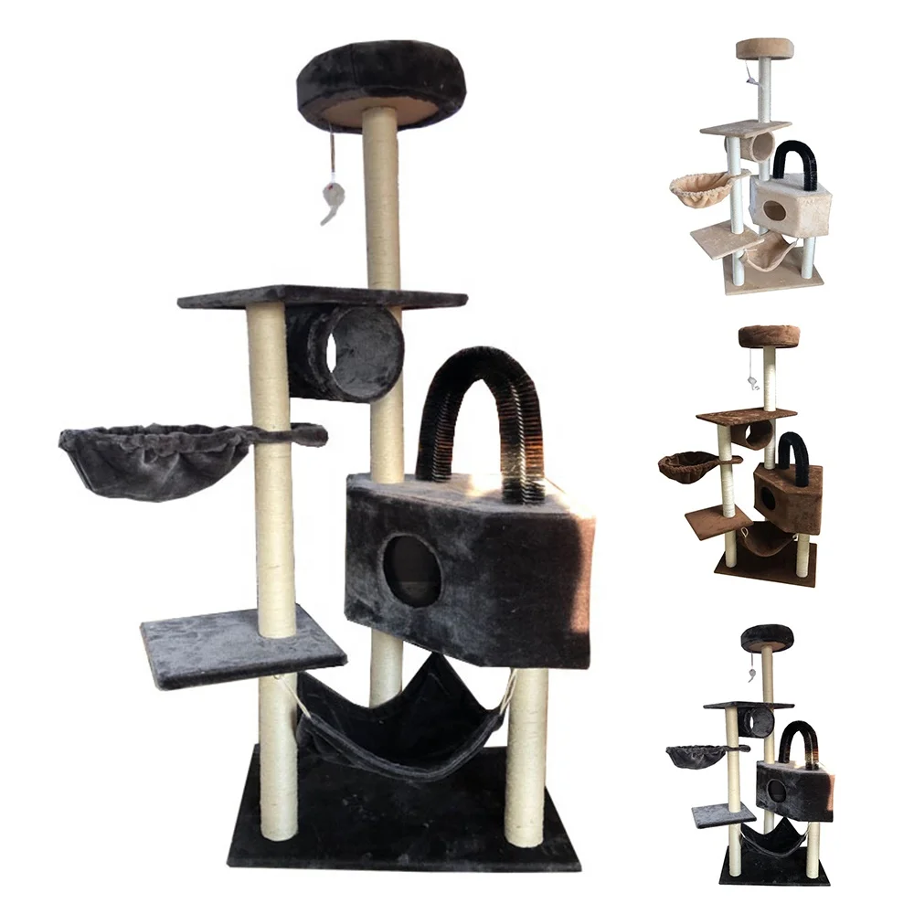 

Hot selling comfortable plush cat scratching posts cute cat tree tower toy