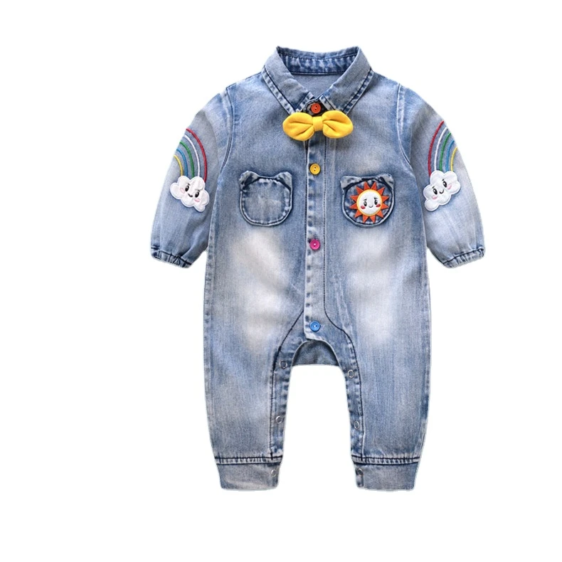 

KYO Baby Suit Children Net Red Denim Romper Romper Long-sleeved Outing Clothes Male Baby Jumpsuit, Shown