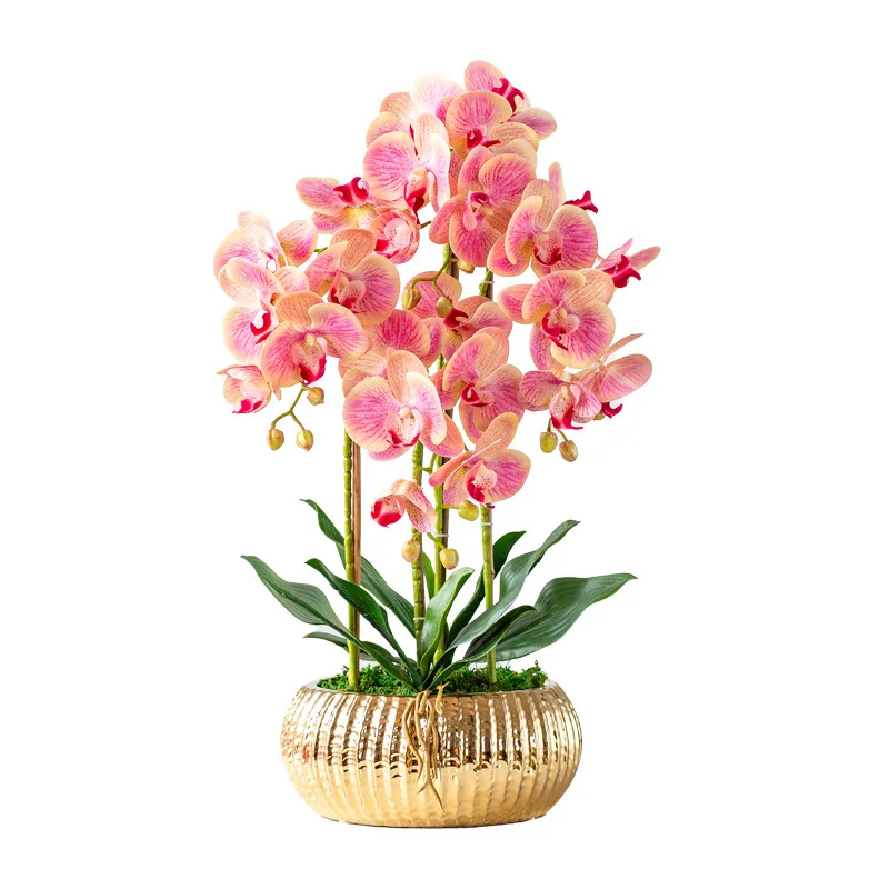 

3D Printing Artificial Flowers Silk Flower Bouquet Nordic Modern Home Decoration Lobby Bonsai Hand Feel Phalaenopsis Bonsai