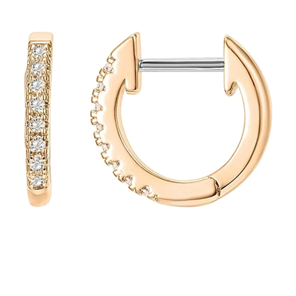 

Trendy Cuff Earring Fashion 14K Gold Plated Cubic Zirconia Huggie Stud Ear Accessory 2021