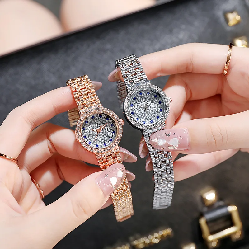 

5017 Foreign trade new women watch full drill Roman digital lady versatile quartz watch factory spot wholesale, Mixed all color