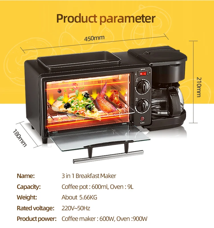 Máquina De Café Multifuncional 3 En 1 Para El Desayuno En Casa,Horno  Tostador Eléctrico Para Tartas - Buy Horno Pastel Horno Cubierta Product on  Alibaba.com