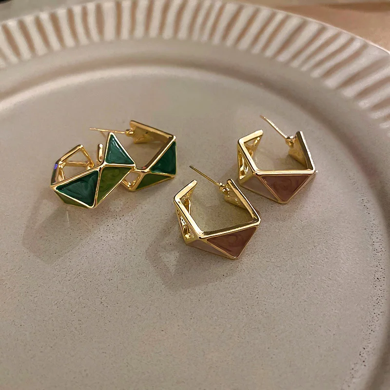 

fashion trendy women drop oil geometric earrings