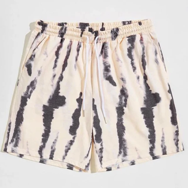 

China Factory Custom Shorts High Quality Cotton Tie Dye Drawstring With Pockets Men Shorts Wholesale, Grey