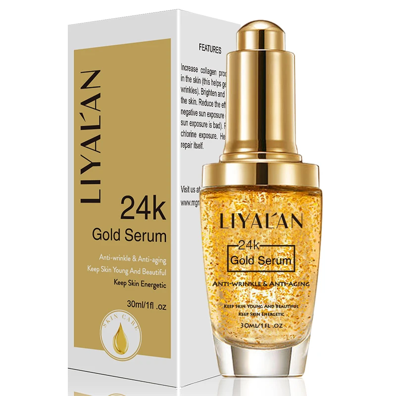 

LIYALAN//private label 24k gold serum Anti-aging anti-wrinkle Skin Care Face Serum