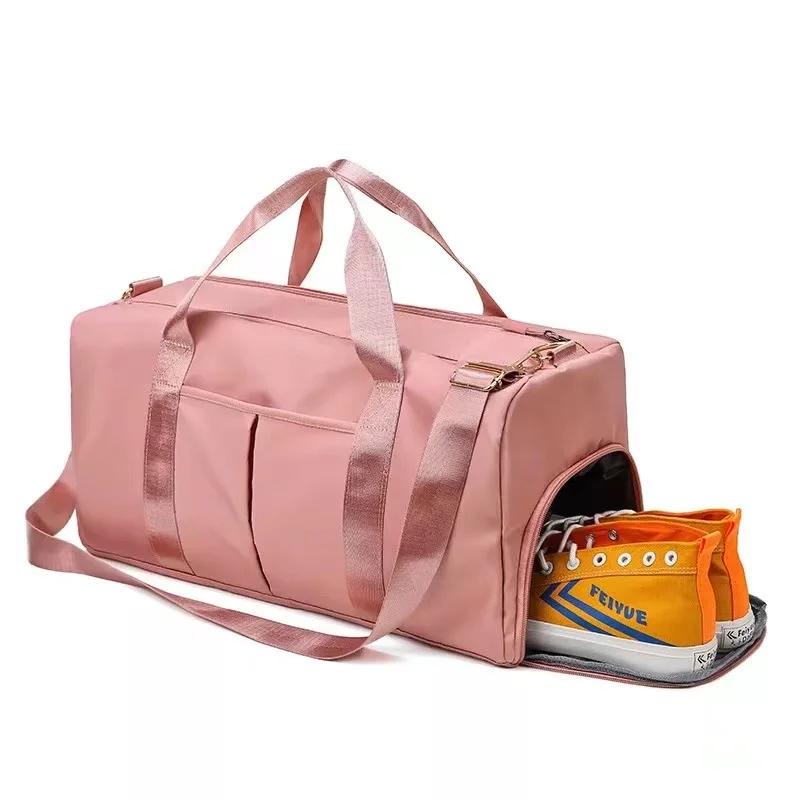

Overnight Weekend Dry Shoulder Tote Wet Separated Fitness Workout Sports Gym Bag with Shoes Compartmen travel Pink Duffle Bags, Multicolor