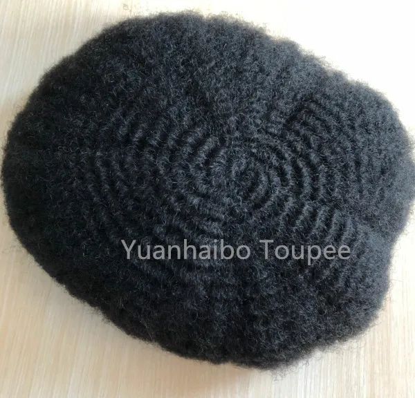 

8x10 360 wave afro hair 4mm 6mm 8mm 10mm12mm mono lace with pu toupee indian virgin human hair replacement for black man