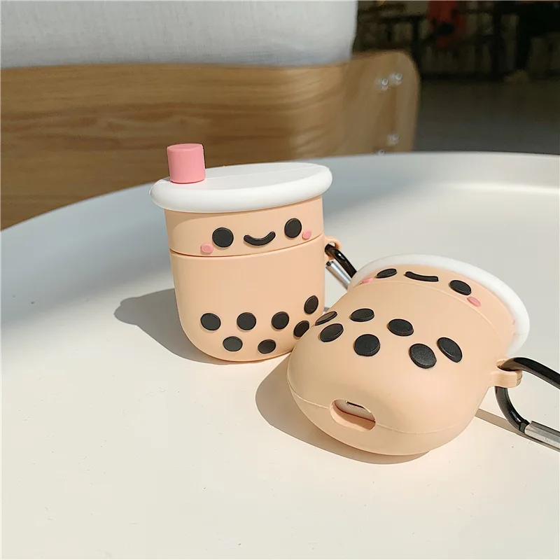 

Amazon Hot Eco-friendly silicone Cute Case Headphone Bubble Tea Earphone Case for Airpod case