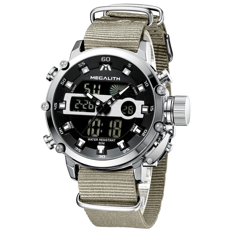 

Reloj De Los Hombres Megalith Fashion Sports Multifunction Waterproof Luminous Quartz Men's Watch Led Analog Digital Watch