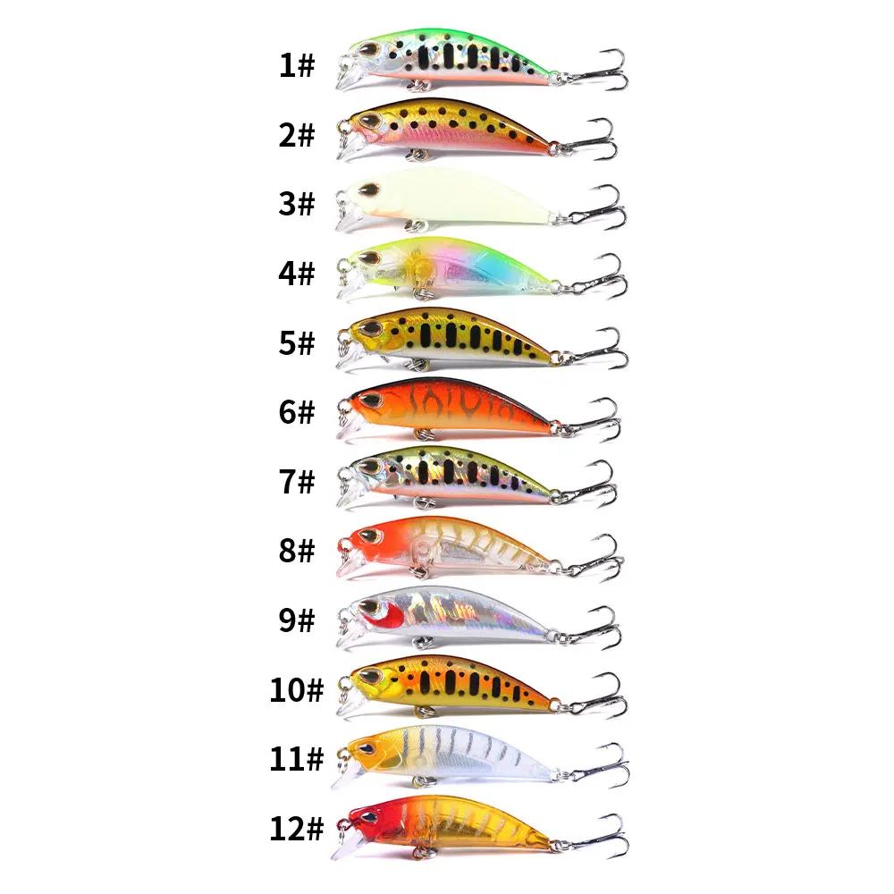 

58mm 5.4g Hard ABS Plastic sinking Minnow Lure 3D Eyes Fishing lures with treble hooks Wobbler Artificial Bait, 12 colours available/unpainted/customized