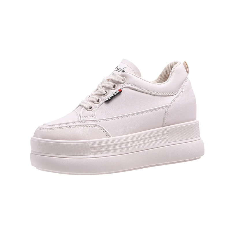 
2019 latest breathable sneaker footwear height increasing casual women pu shoes 