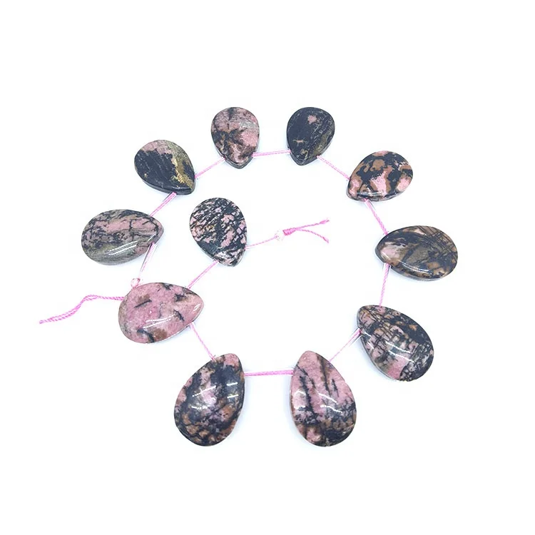

Natural gemstone high quality natural black line Rhodonite teardrop Beads Necklace Pendant, 100% natural color