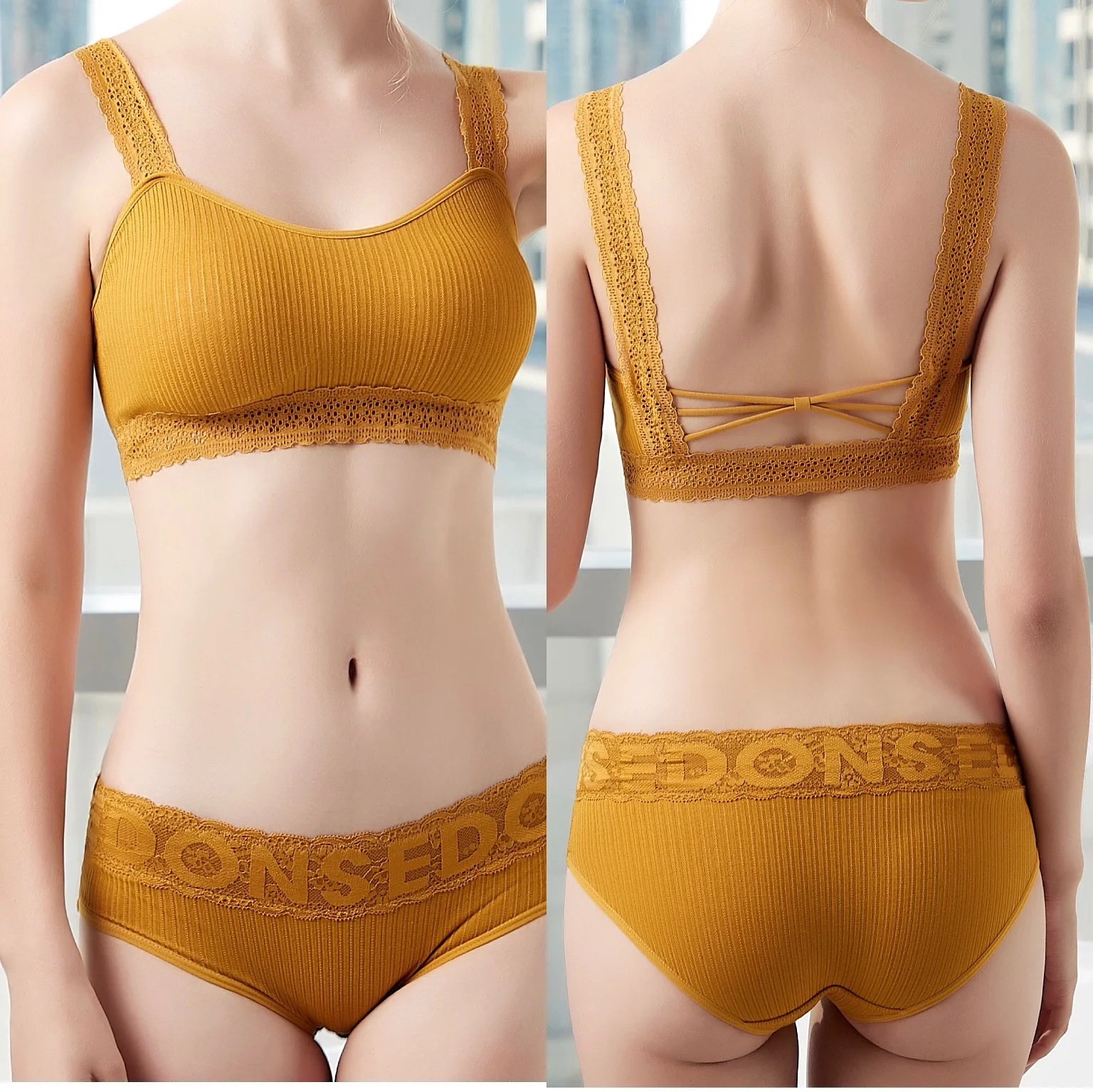 

2021 New Release Wholesale Wirefree Comfortable Cotton Bra And Panty Set