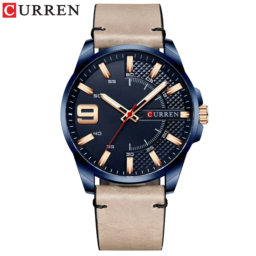 

CURREN 8371 Watches Men's Quartz Top Brand Luxury Business Watch Men Leather Wristwatch Luminous Hands Clock Male, 5colors