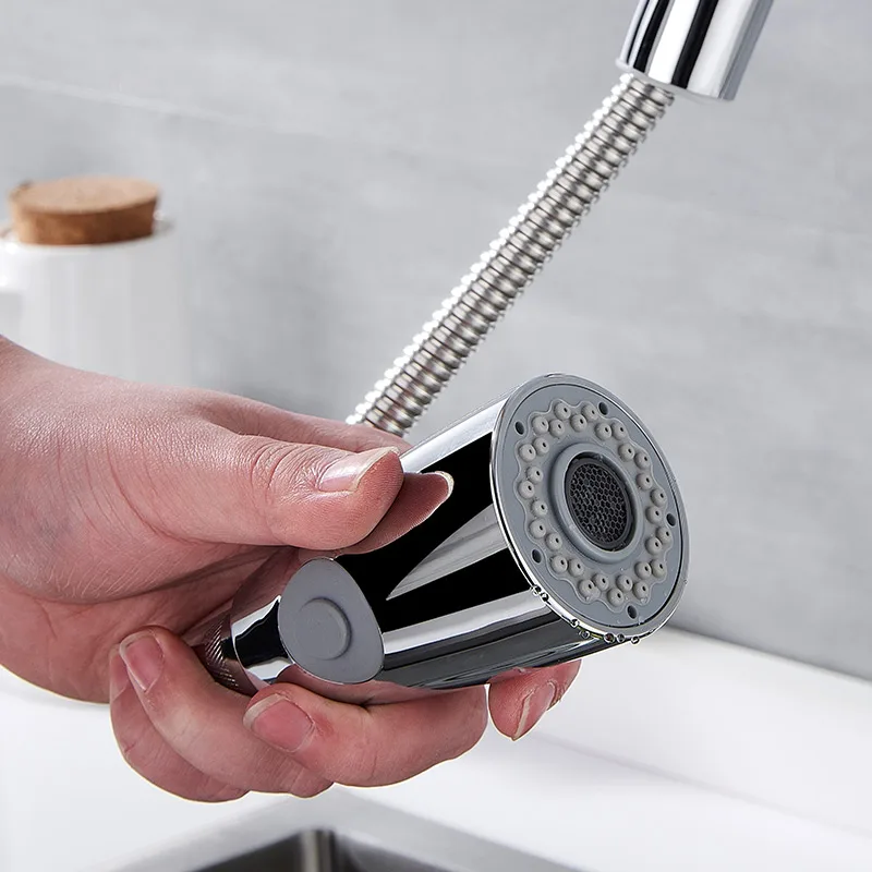 
Preferential brass pull out sink faucet rotatable electroplated kitchen mixer tap 