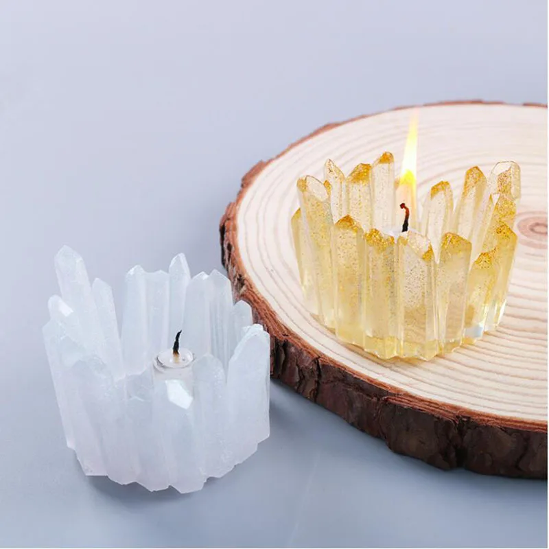 

DIY Epoxy Resin Molds Crystal Ore Stone Candle Holder Silicone Moldn crystal candlestick silicone mold for DIY Handmade Making, White