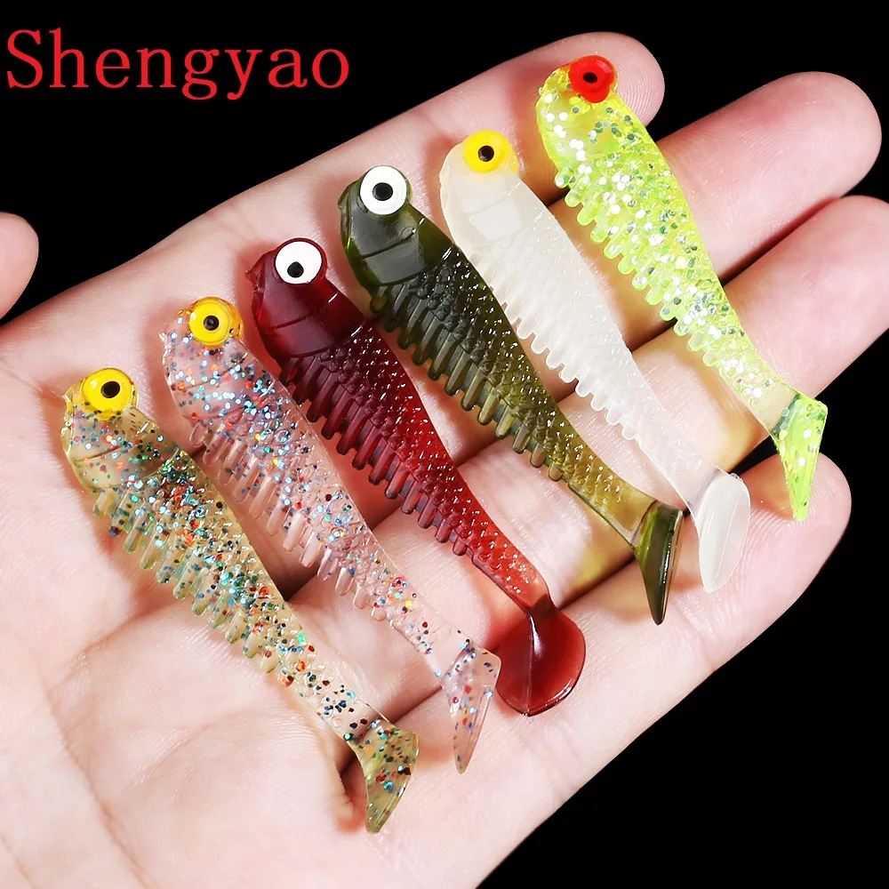 

10pcs/Lot 5cm Soft Lures Silicone Bait Sea Fishing 1.3g Swimbait Silicone Fish Surface Artificial Lure Spinnerbait, 6 color