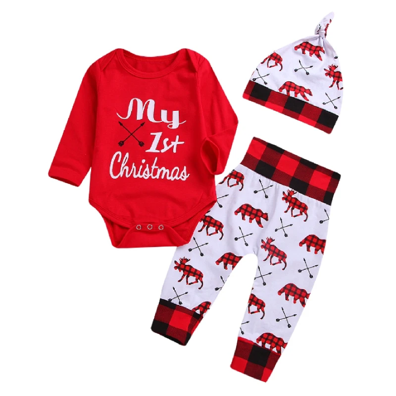 

Infant Girl Boy Cartoon Jumpsuit Romper Clothes My First Christmas Baby Girl Fashionable Clothing Cotton Wholesale Baby Clothes, Colorful