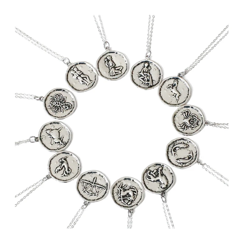 

925 sterling silver chain zodiac sign necklace jewelry, Silver color