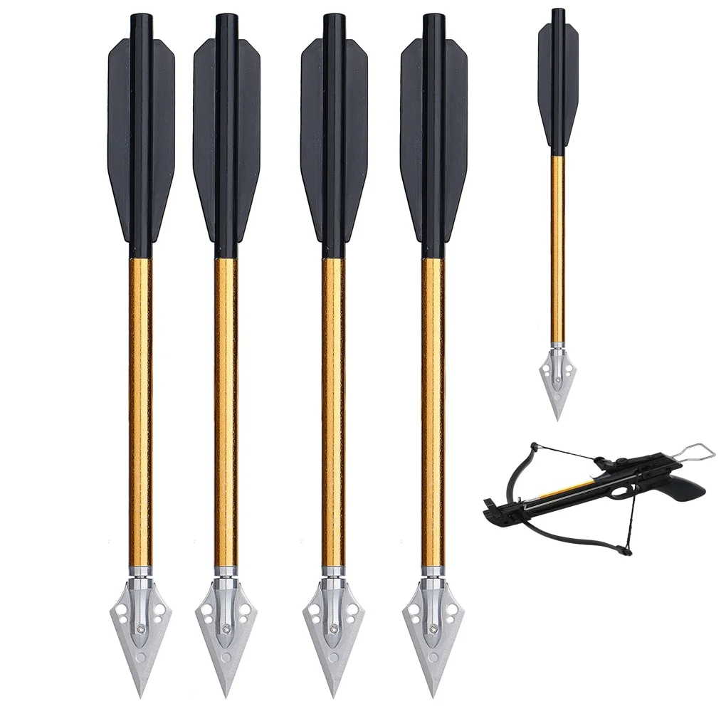 

12PCS Archery Crossbow Bolts Mini Aluminum Body Hunting Arrows Broadhead Style Suitable for Pistol Crossbow 50-80Lbs